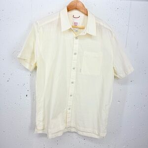 TOPO Designs Men’s Size XL Ivory 100% Cotton Short Sleeve Button Down Shirt